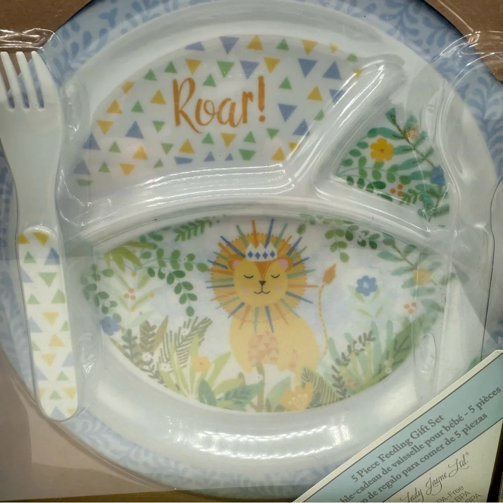 LADY JAYNE LTD BABY FEEDING GIFT SET – 5 PC LION “ROAR” DESIG